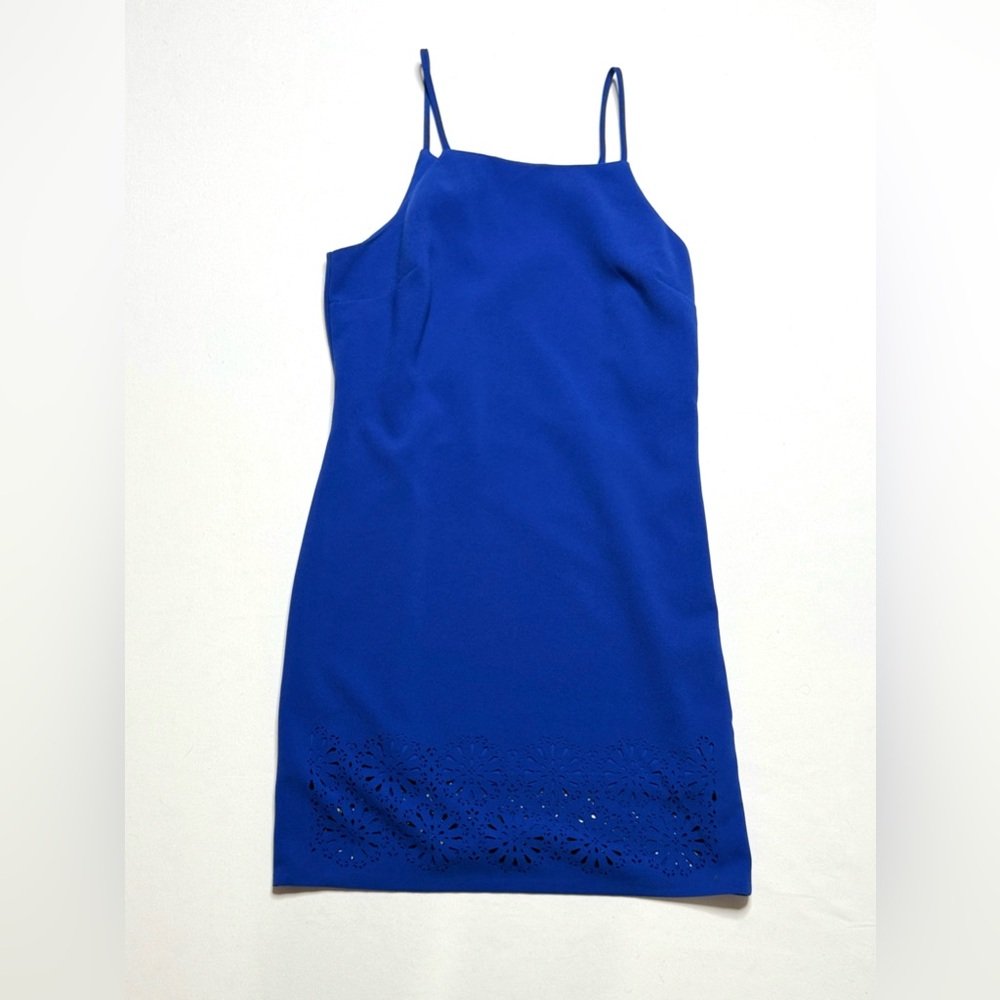 Banana Republic Royal Blue Spaghetti Strap Sheath Dress with Cut Out Hem Size 6